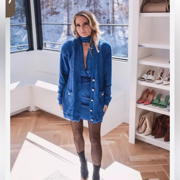 Torn by Ronny Kobo Celine Dress  cardigan Sea color size L​​ - Picture 3 of 4